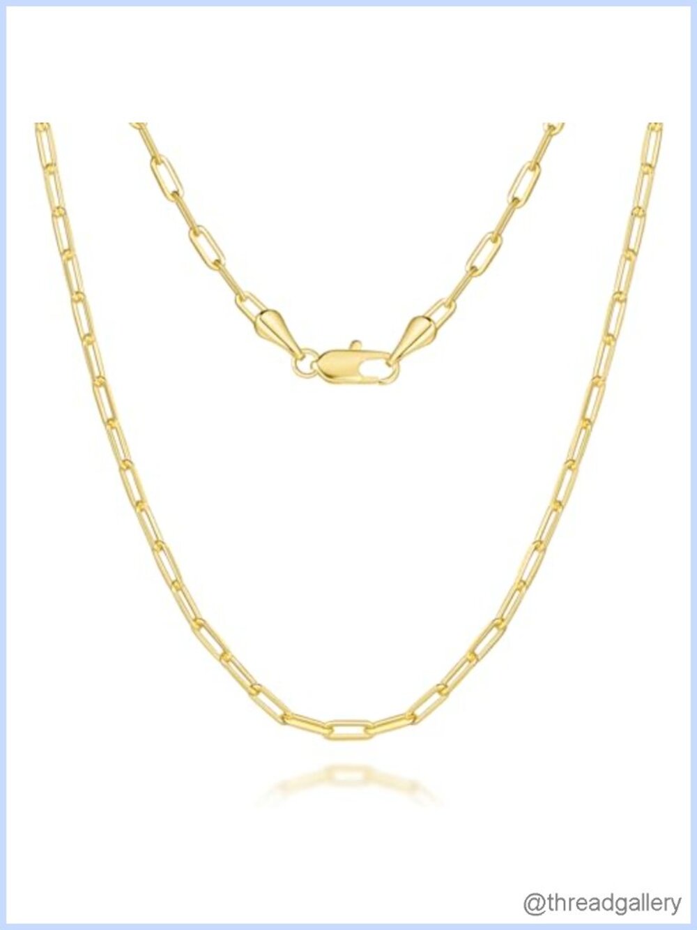 14K Gold Plated Paperclip Chain Necklace Lobster Clasp 18in Unisex